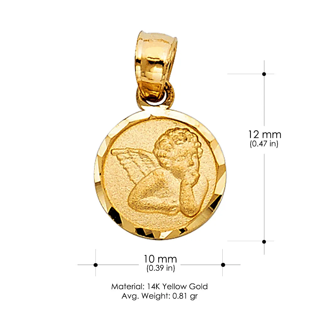 14K Gold Angel Pendant with 0.9mm Singapore Chain