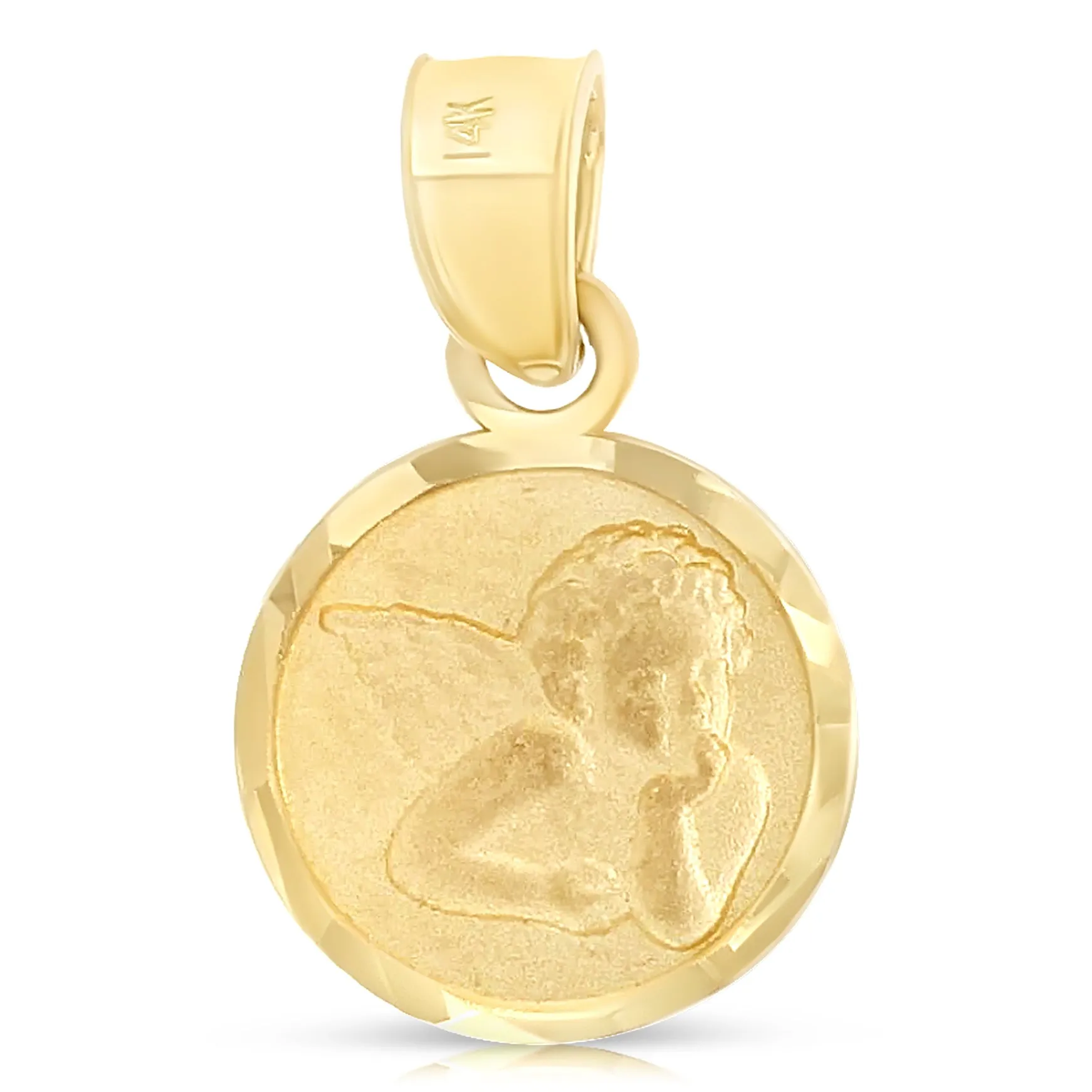 14K Gold Angel Pendant with 0.9mm Singapore Chain