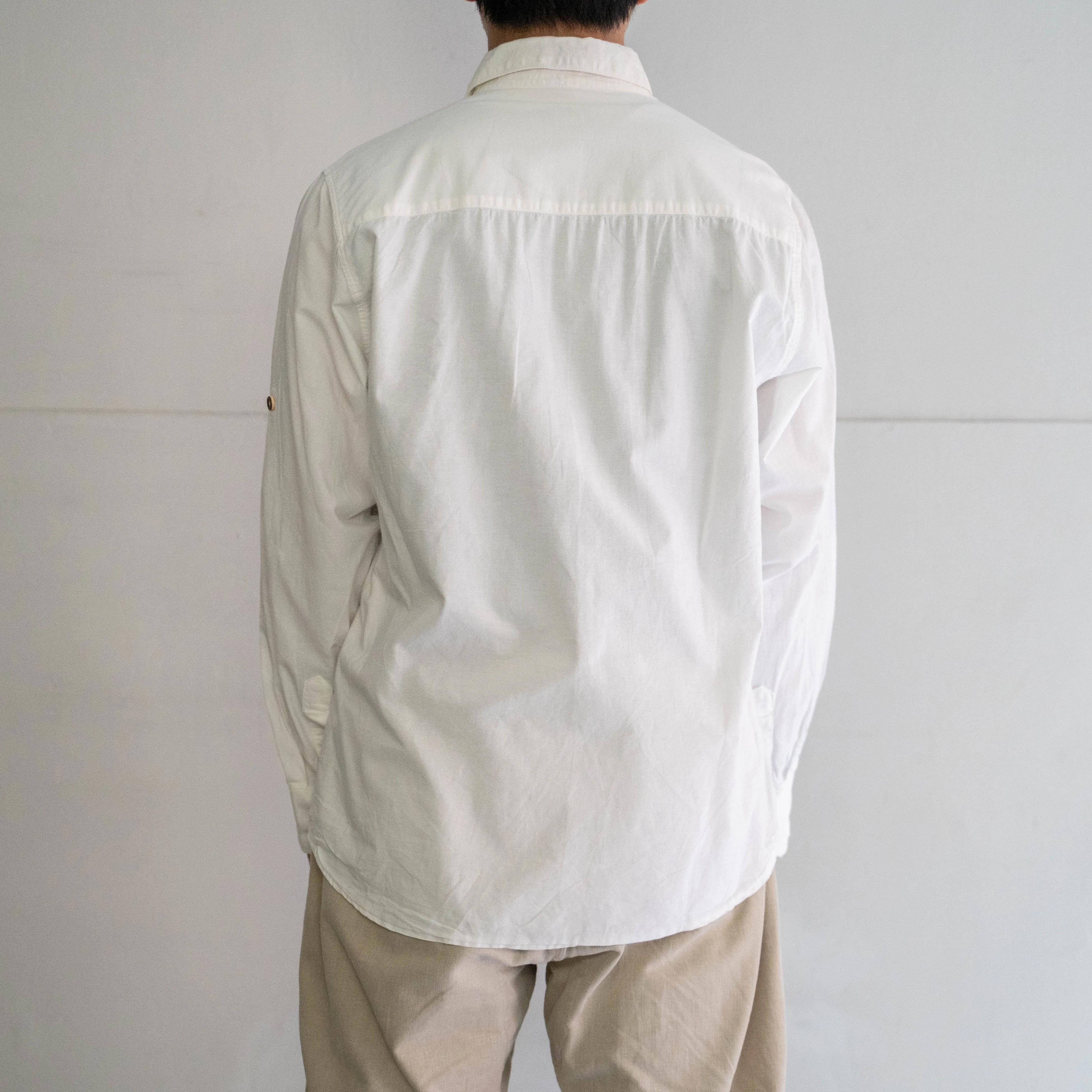 1980-90s Europe cotton white tyrolean shirt -basic style-