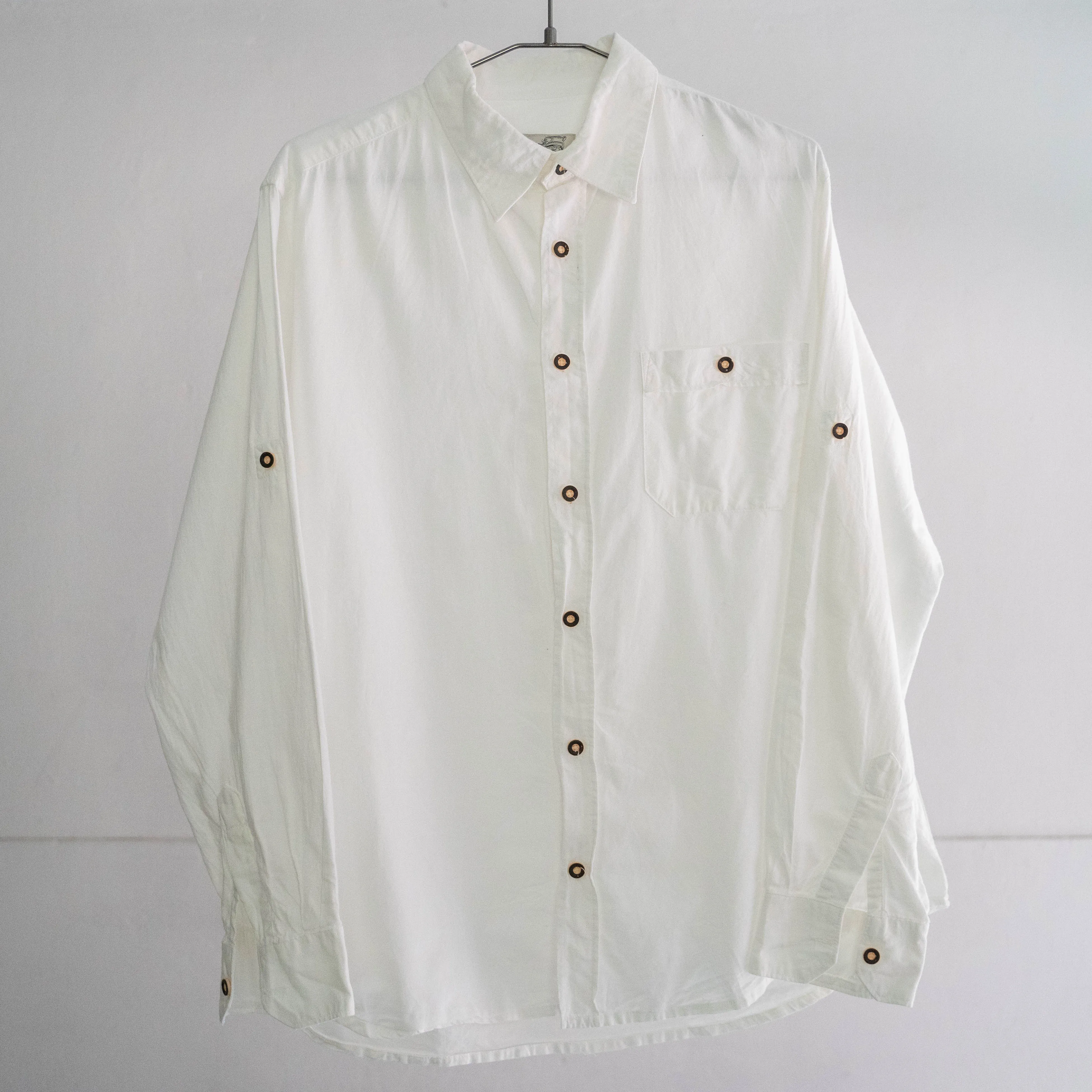 1980-90s Europe cotton white tyrolean shirt -basic style-