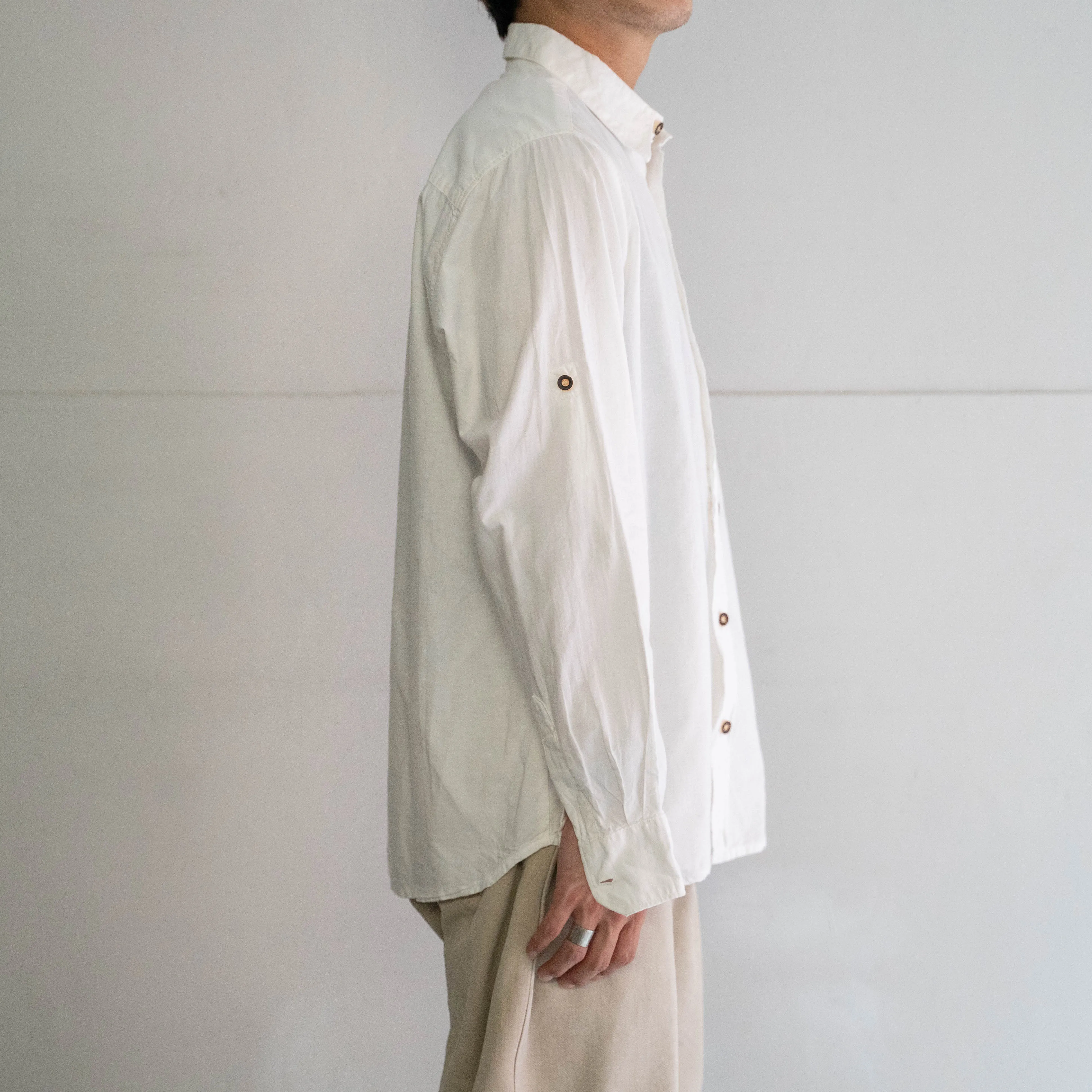 1980-90s Europe cotton white tyrolean shirt -basic style-