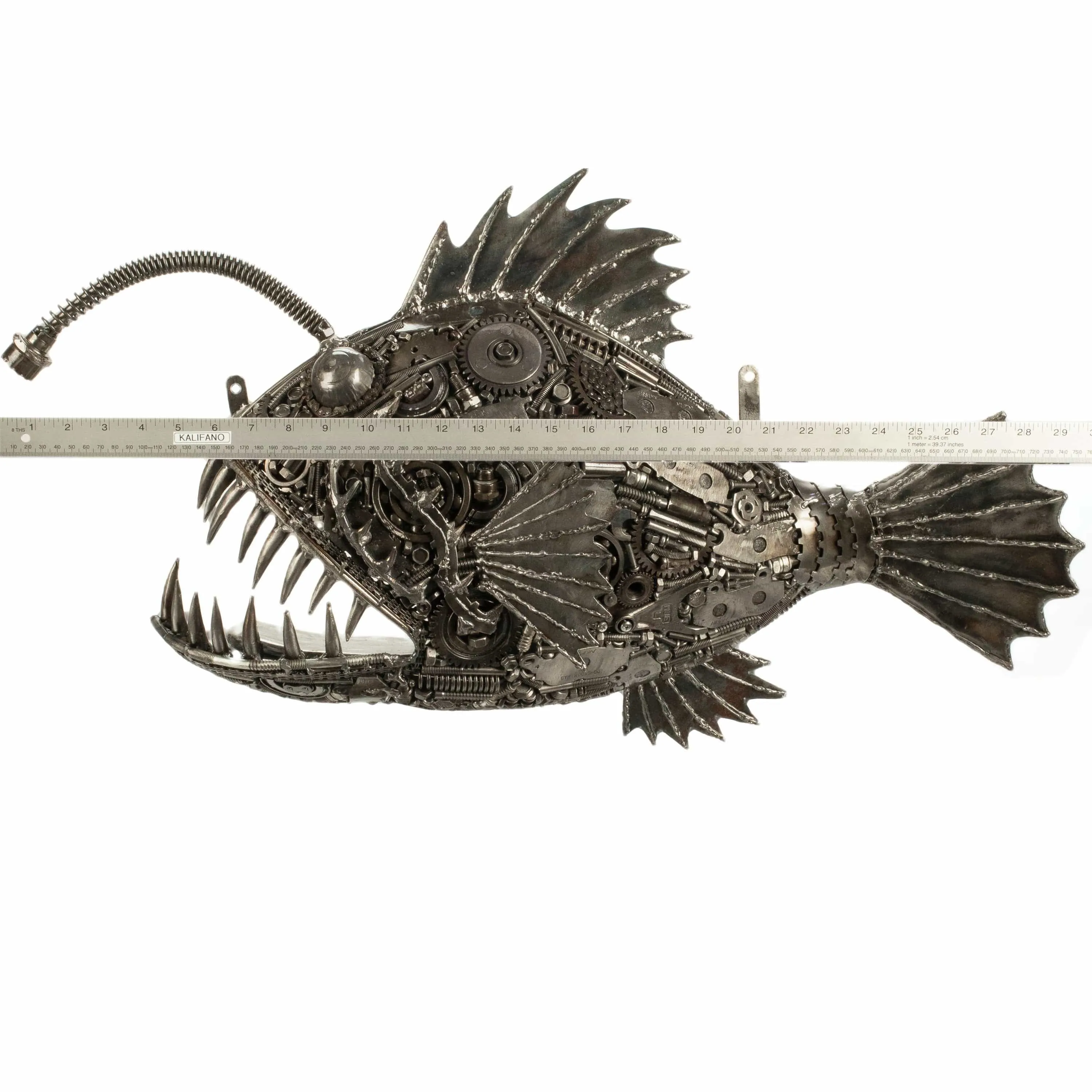 28 Anglerfish (Left) Inspired Recycled Metal Art Sculpture