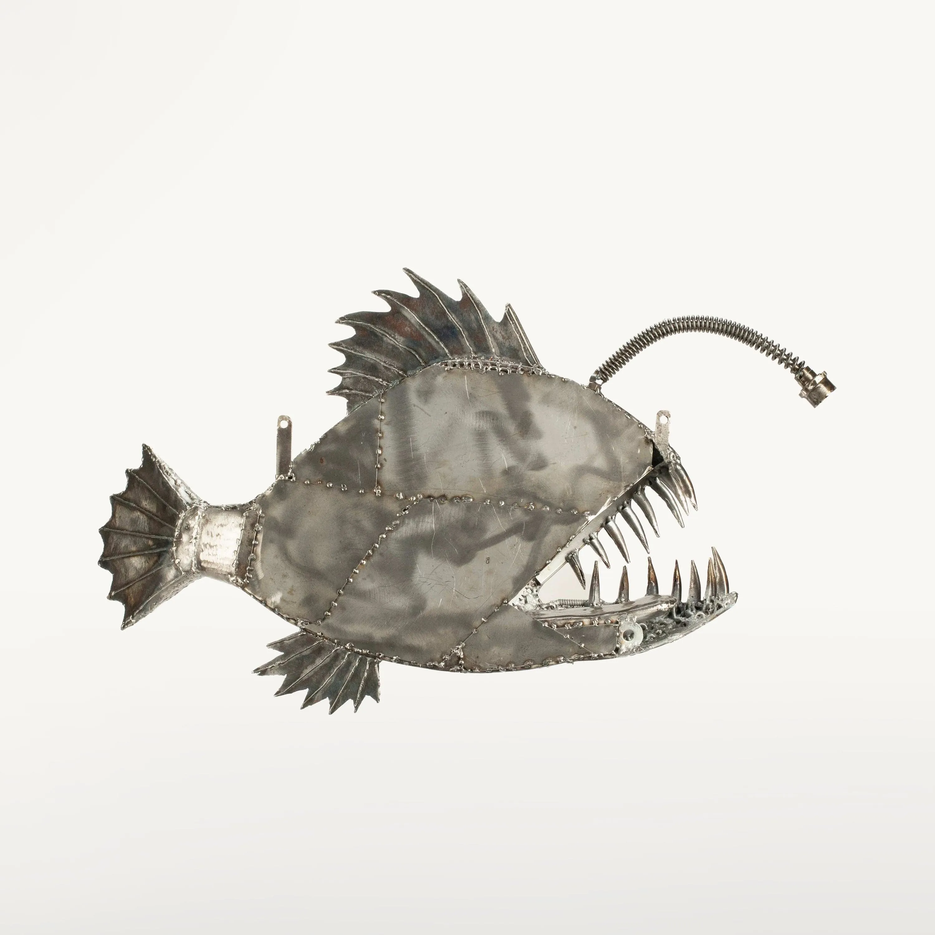 28 Anglerfish (Left) Inspired Recycled Metal Art Sculpture