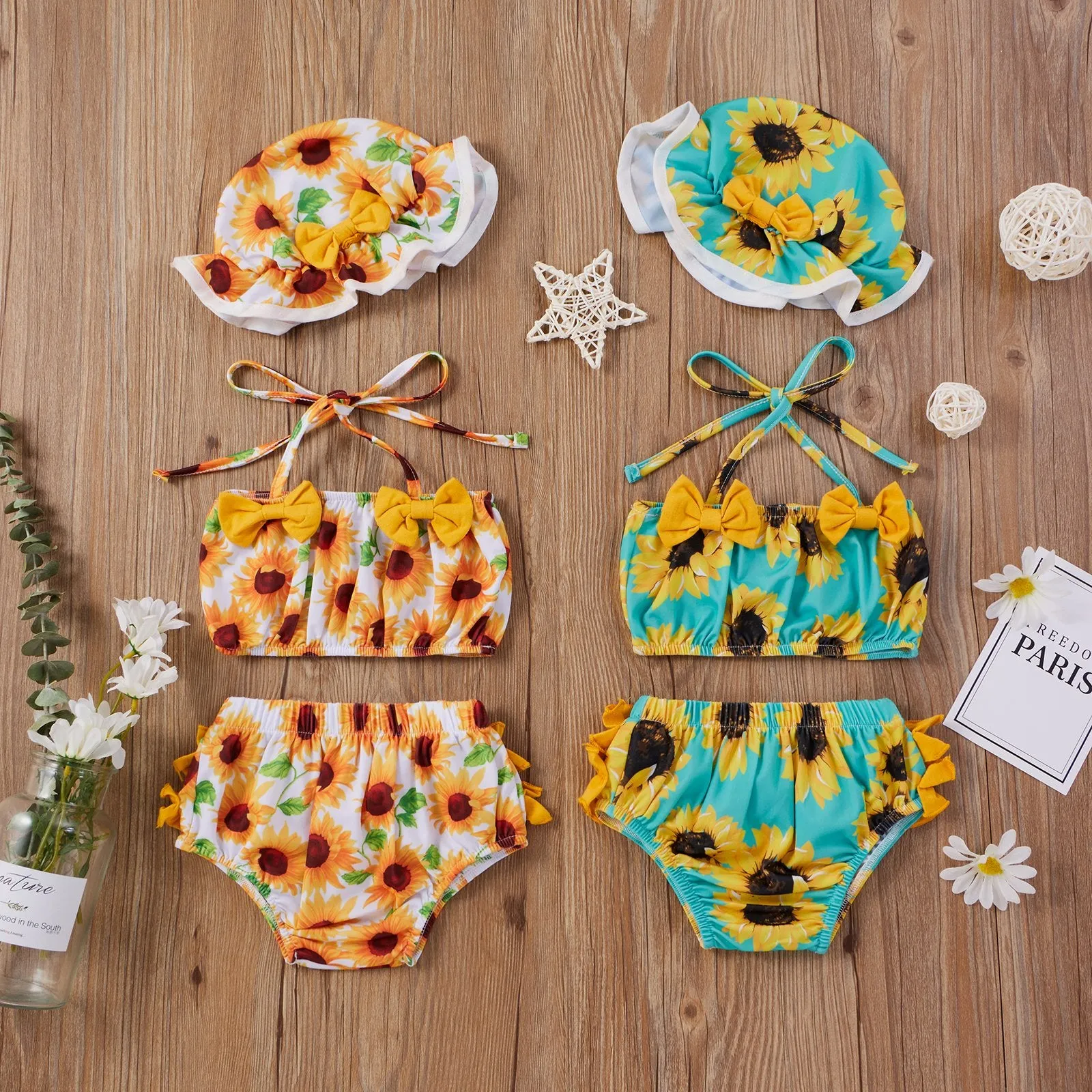 3-Piece Baby Sunflower Swimwears