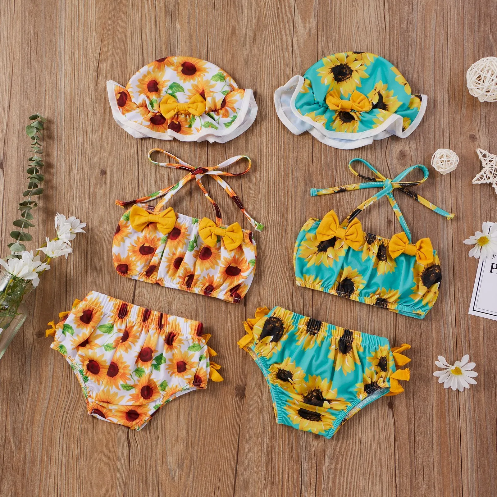 3-Piece Baby Sunflower Swimwears