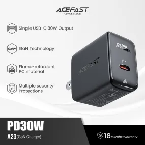 ACEFAST A23 PD30W GAN SINGLE USB-C CHARGER - WHITE