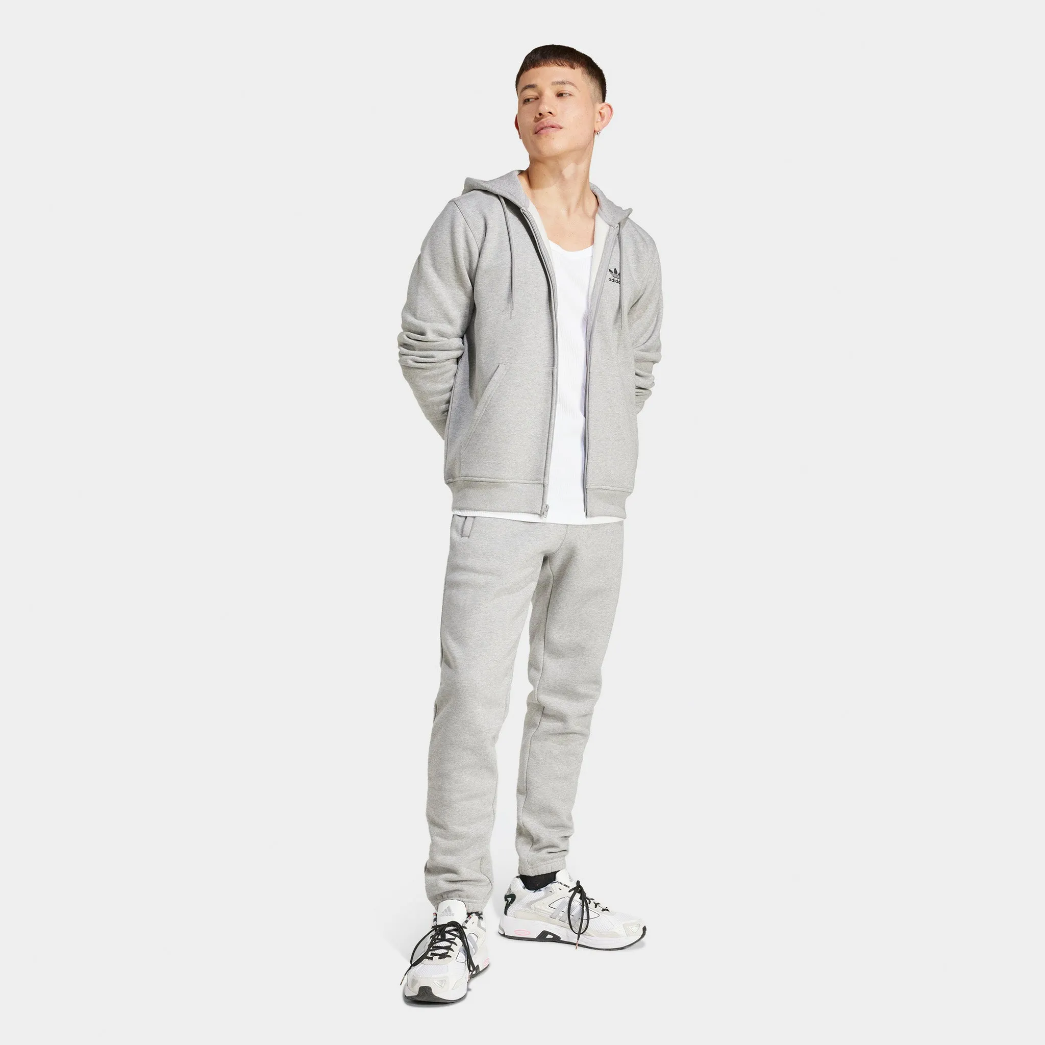 adidas Essential Full-Zip Hoodie / Medium Grey Heather