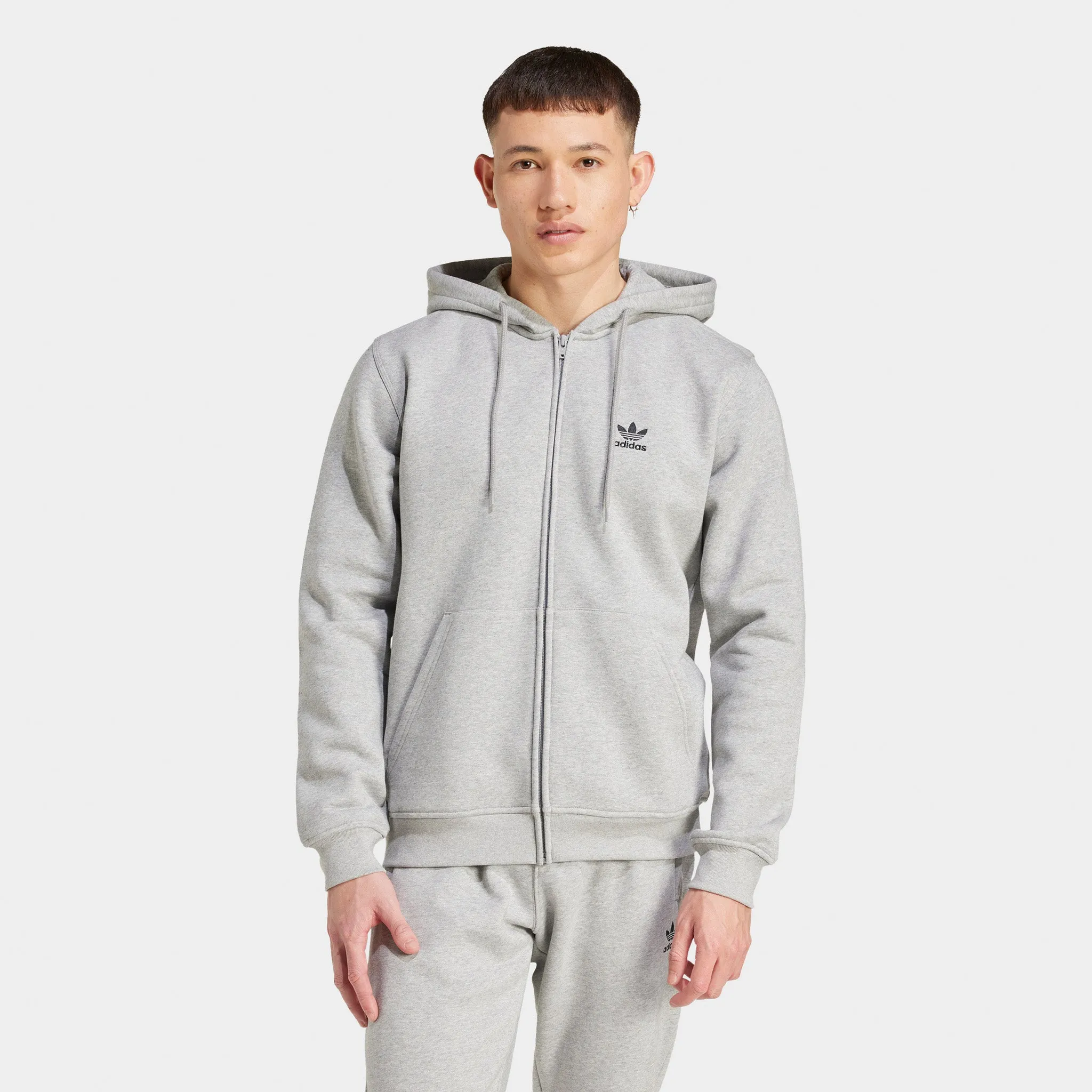 adidas Essential Full-Zip Hoodie / Medium Grey Heather