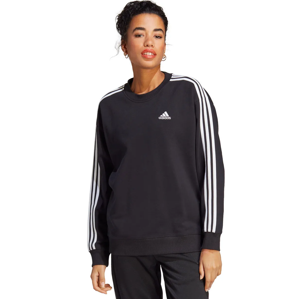 adidas Essentials 3 Stripes Sweatshirt - Womens - Black/White