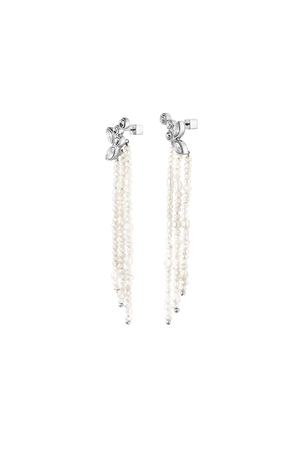 Adorn Earrings Pearl Tassel Silver