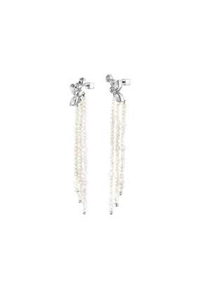 Adorn Earrings Pearl Tassel Silver