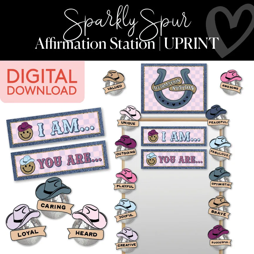 Affirmation Station | Sparkly Spur | Printable Classroom Decor | Schoolgirl Style