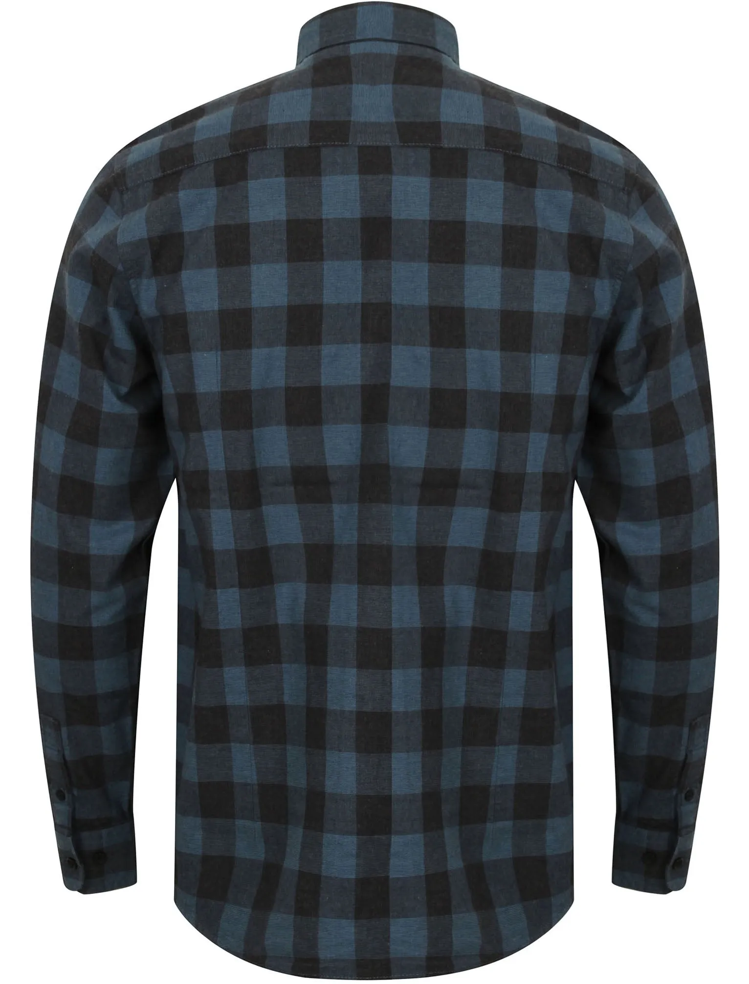 Alvez Long Sleeve Checked Cotton Shirt in Vintage Blue - Dissident