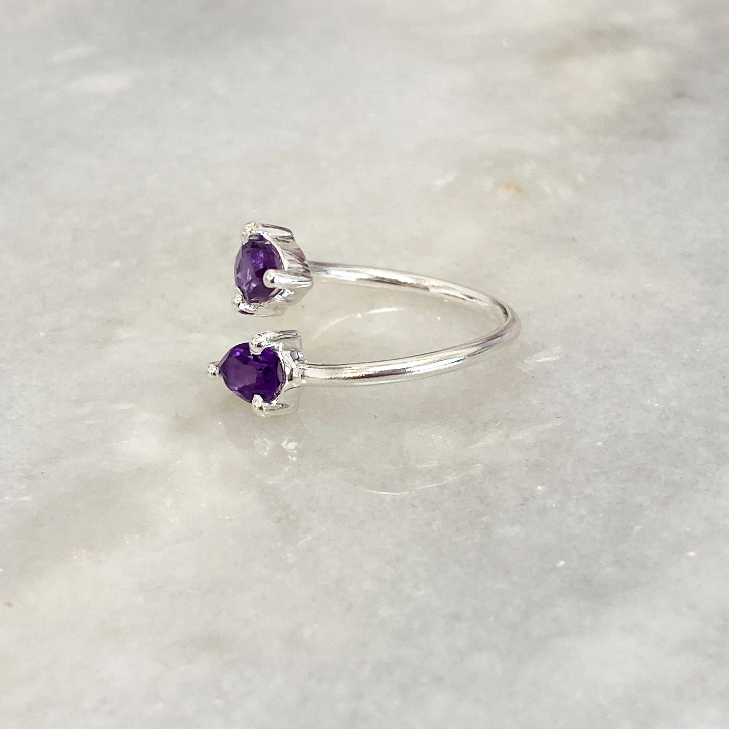 Amethyst Crystal Teardrop Ring (Sterling Silver)