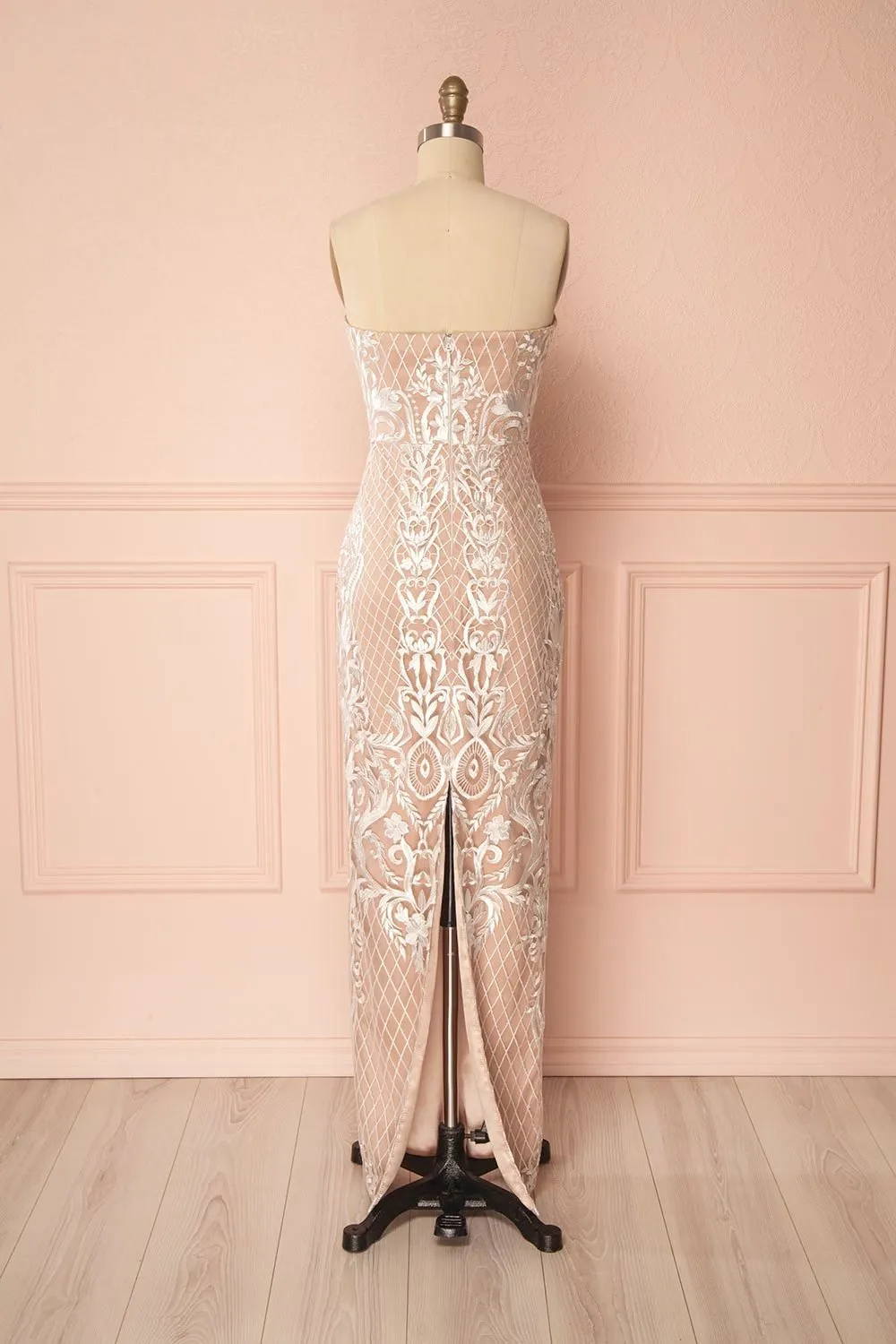 Angélique | Beige Embroidered Dress