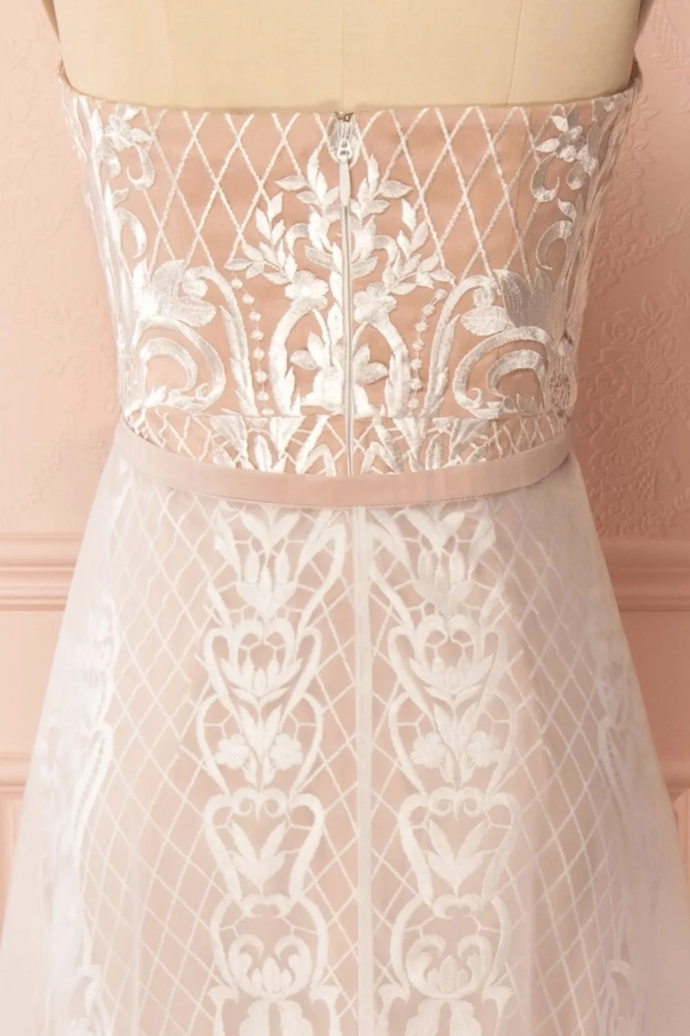 Angélique | Beige Embroidered Dress