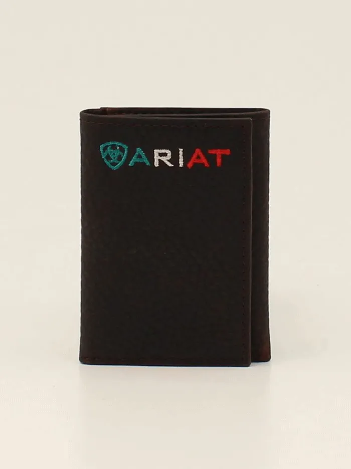 Ariat A35508282 Mens Trifold Wallet Logo Mexico Brown