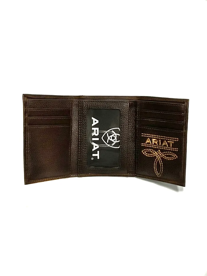 Ariat A35508282 Mens Trifold Wallet Logo Mexico Brown