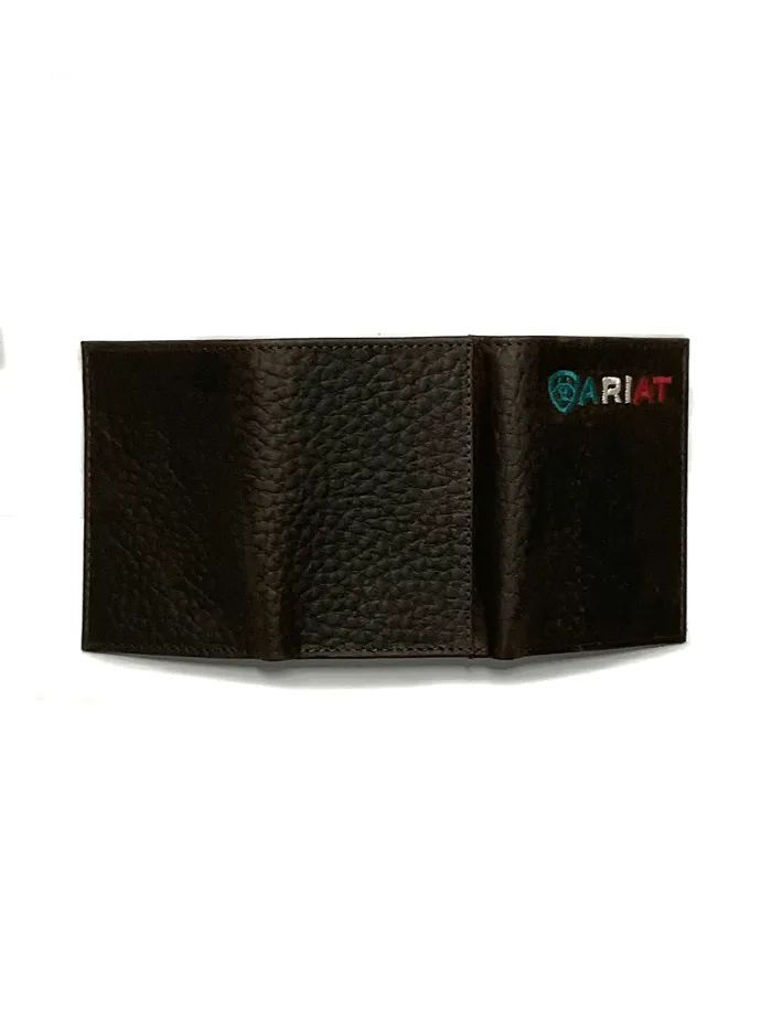 Ariat A35508282 Mens Trifold Wallet Logo Mexico Brown