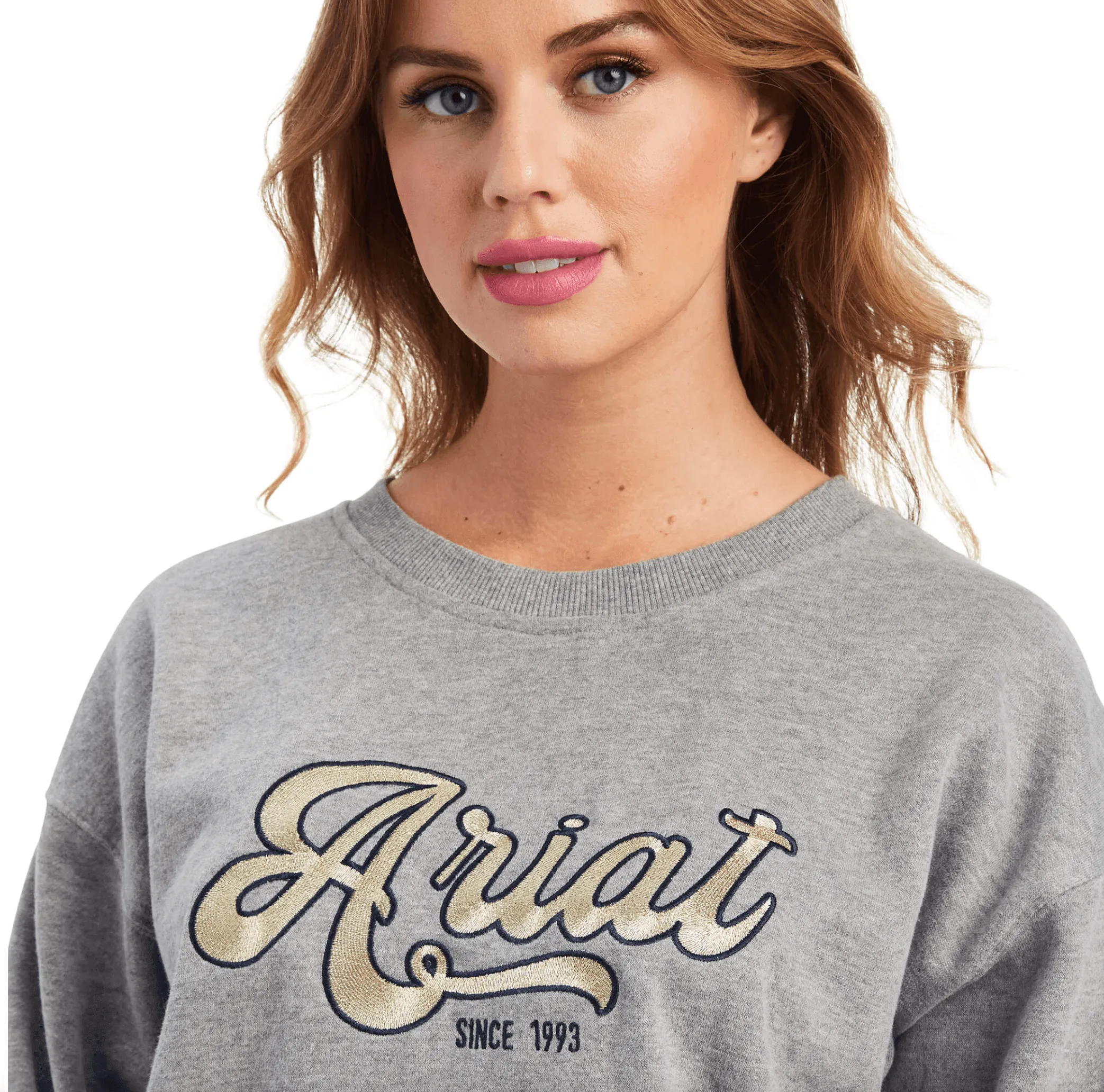 Ariat Women's REAL Metallic Varsity Grey Sweatshirt 10041817