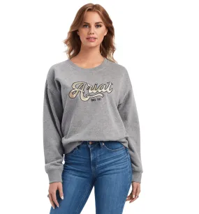 Ariat Women's REAL Metallic Varsity Grey Sweatshirt 10041817