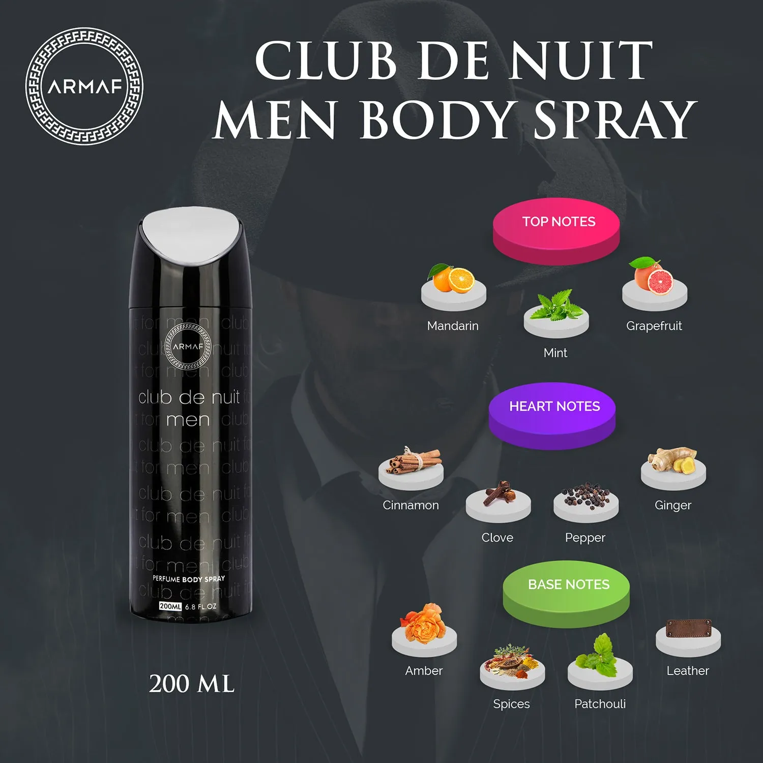 Armaf Club De Nuit Perfume Body Spray For Men 200ML