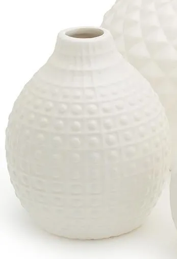 Artisan Carvings White Ceramic Vase