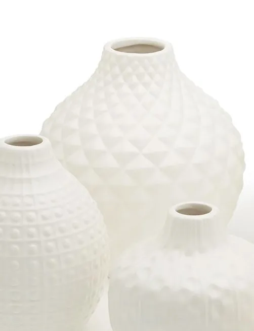 Artisan Carvings White Ceramic Vase