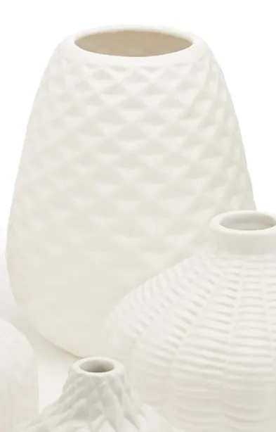 Artisan Carvings White Ceramic Vase