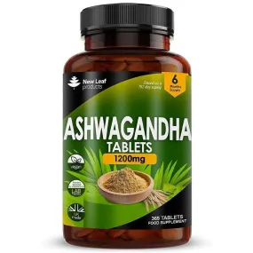 Ashwagandha 1200mg Pure Root Extract - 365 Vegan Tablets