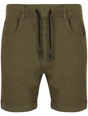 Atlas Knitted Denim Shorts in Khaki - Tokyo Laundry