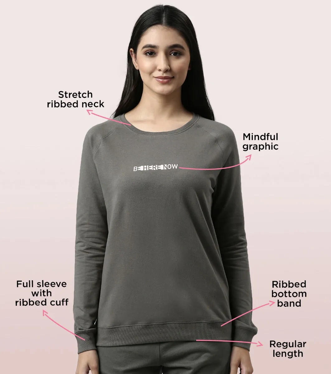 Basic Sweat | Long Sleeve Basic Pop Over Sweatshirt With Mindful Graphic