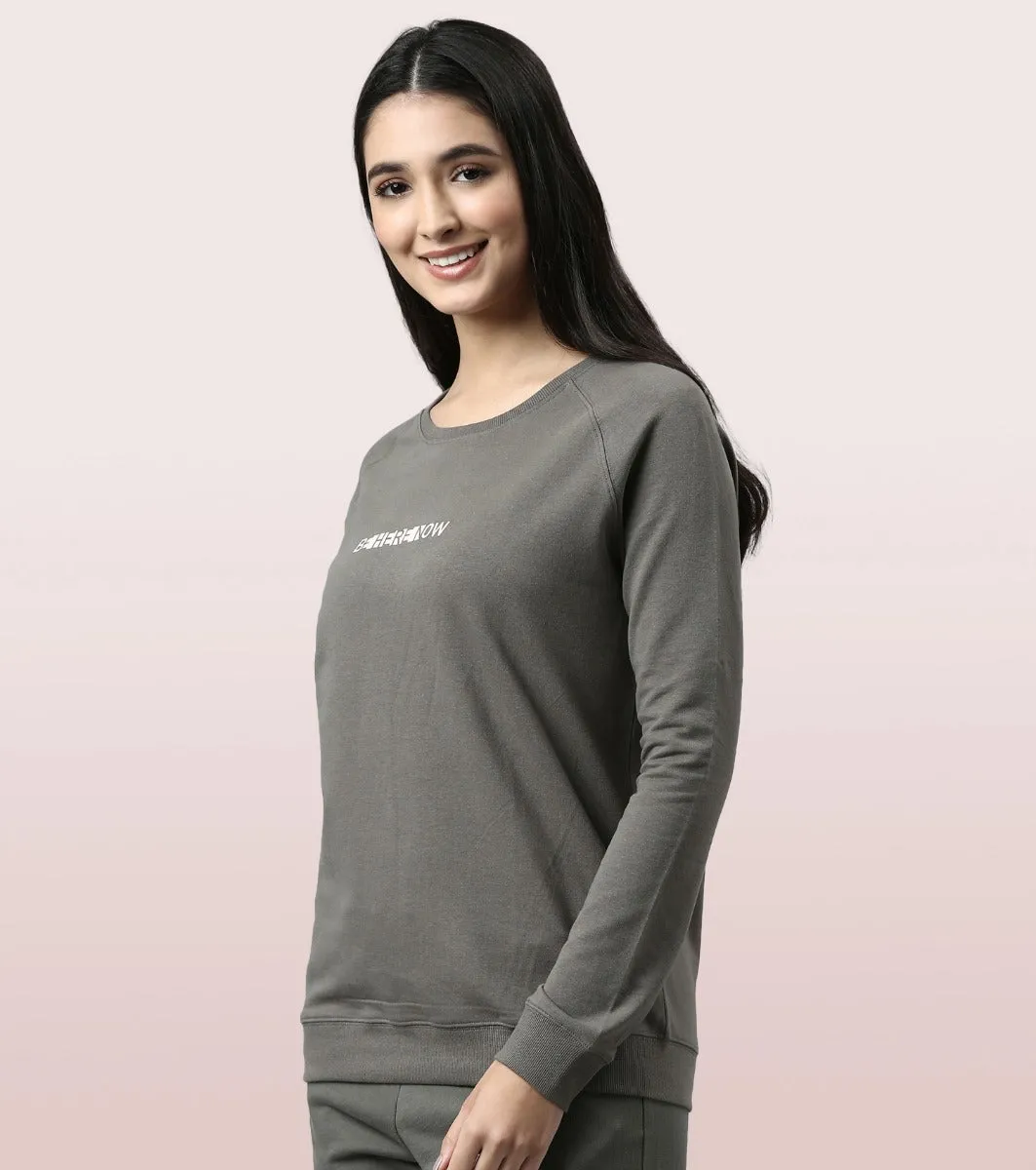 Basic Sweat | Long Sleeve Basic Pop Over Sweatshirt With Mindful Graphic