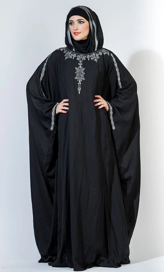 Beads embroidered kaftan style abaya dress - Final Sale