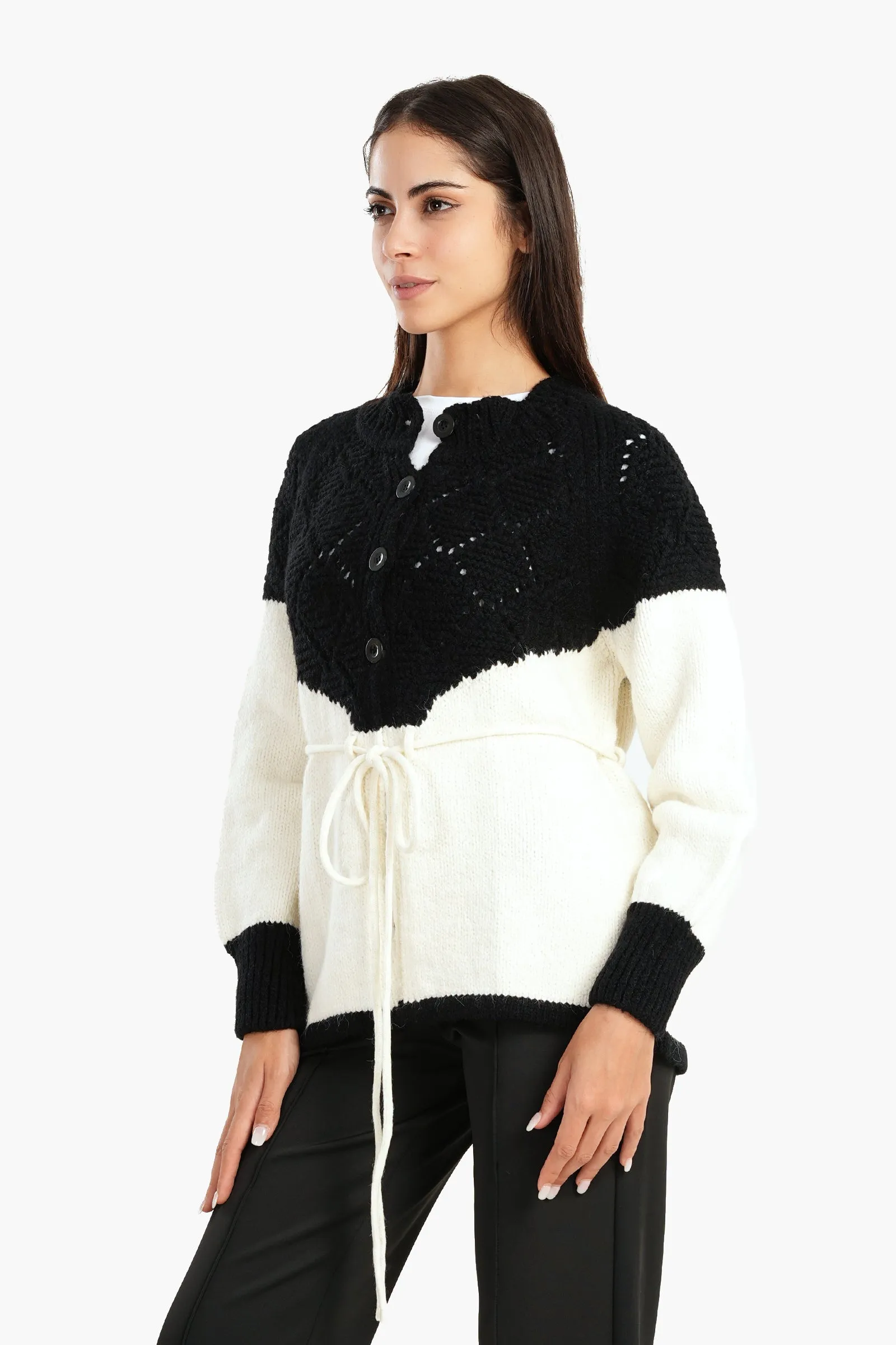 Black & White Knitted Cardigan