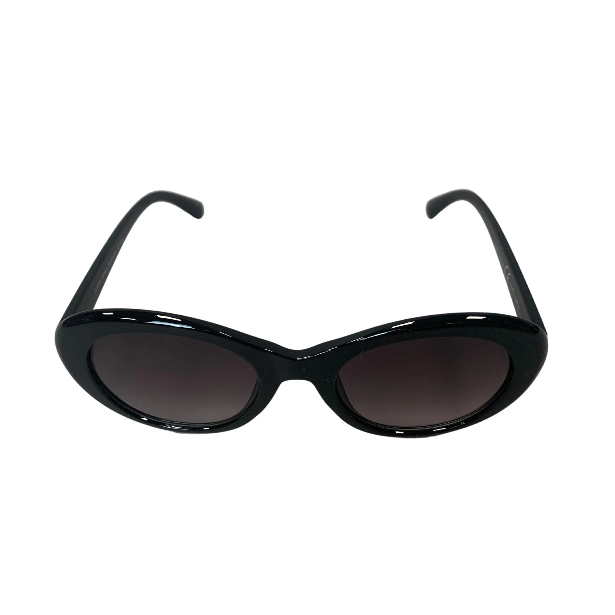 BLACK ROUND OVAL VINTAGE STYLE 60s 70s SUNGLASSES