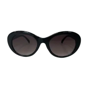 BLACK ROUND OVAL VINTAGE STYLE 60s 70s SUNGLASSES