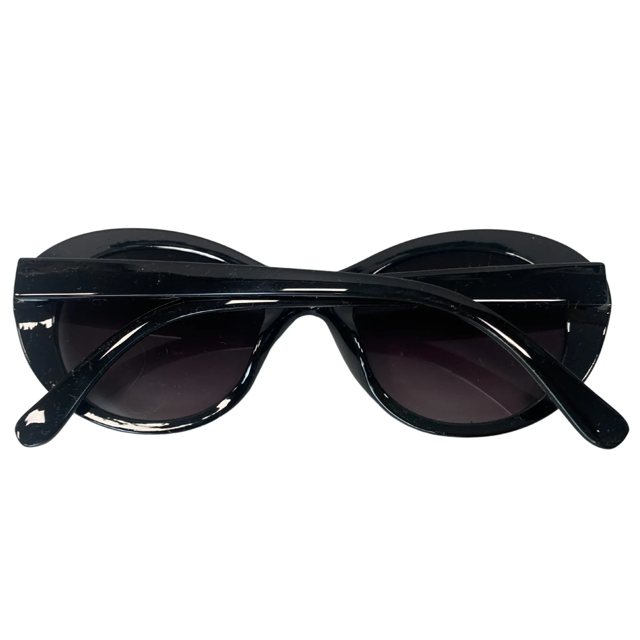 BLACK ROUND OVAL VINTAGE STYLE 60s 70s SUNGLASSES