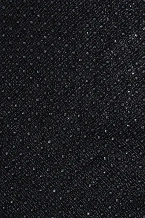 Black Thread With Sequins Small Checks Embroidery Work On Black Velvet Fabric