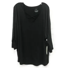 Black Top Long Sleeve By Boutique  , Size: 3x