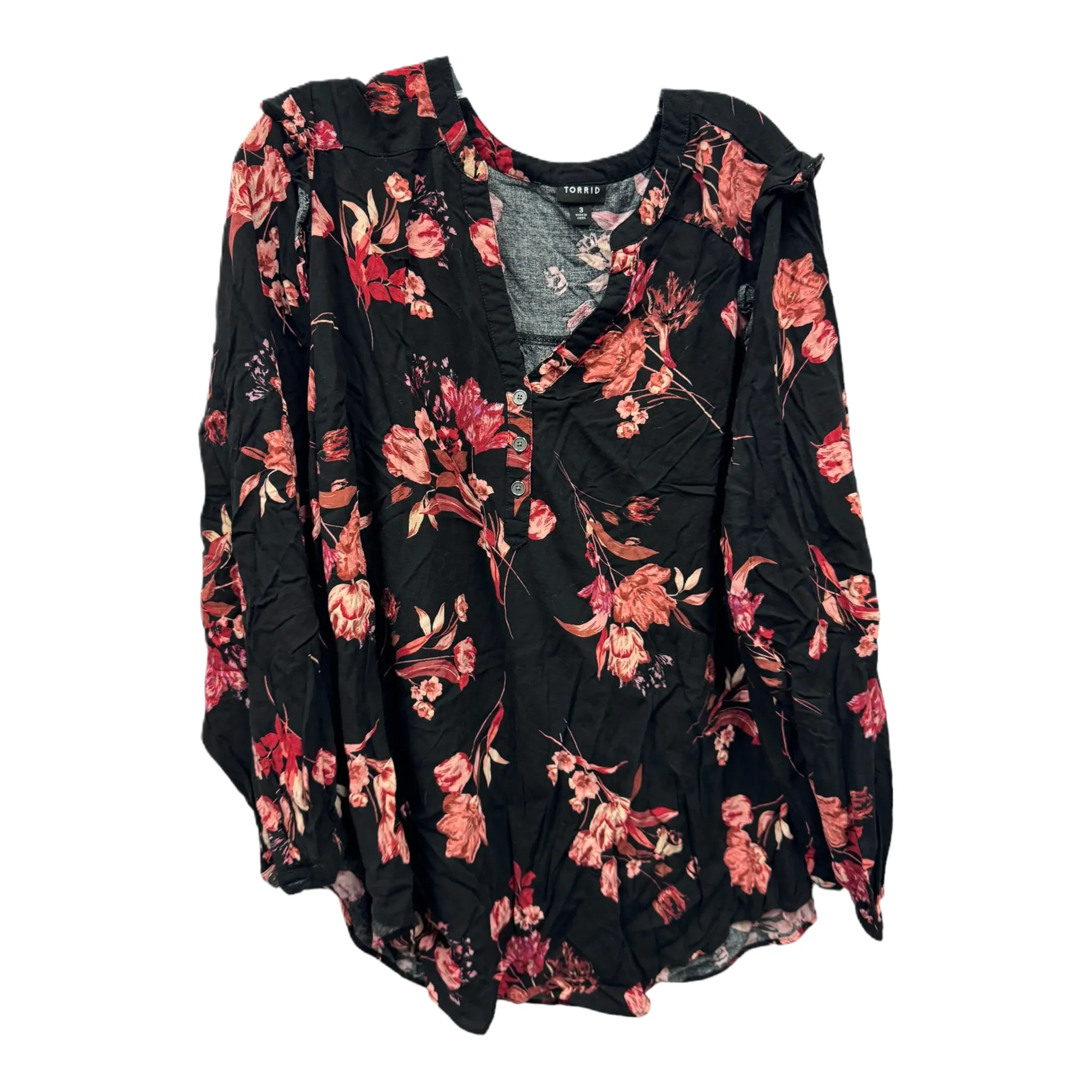 Black Top Long Sleeve By Torrid, Size: 3x