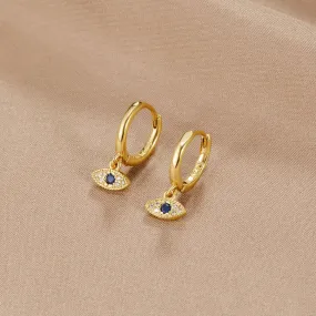 Blue Evil Eye Drop Earrings