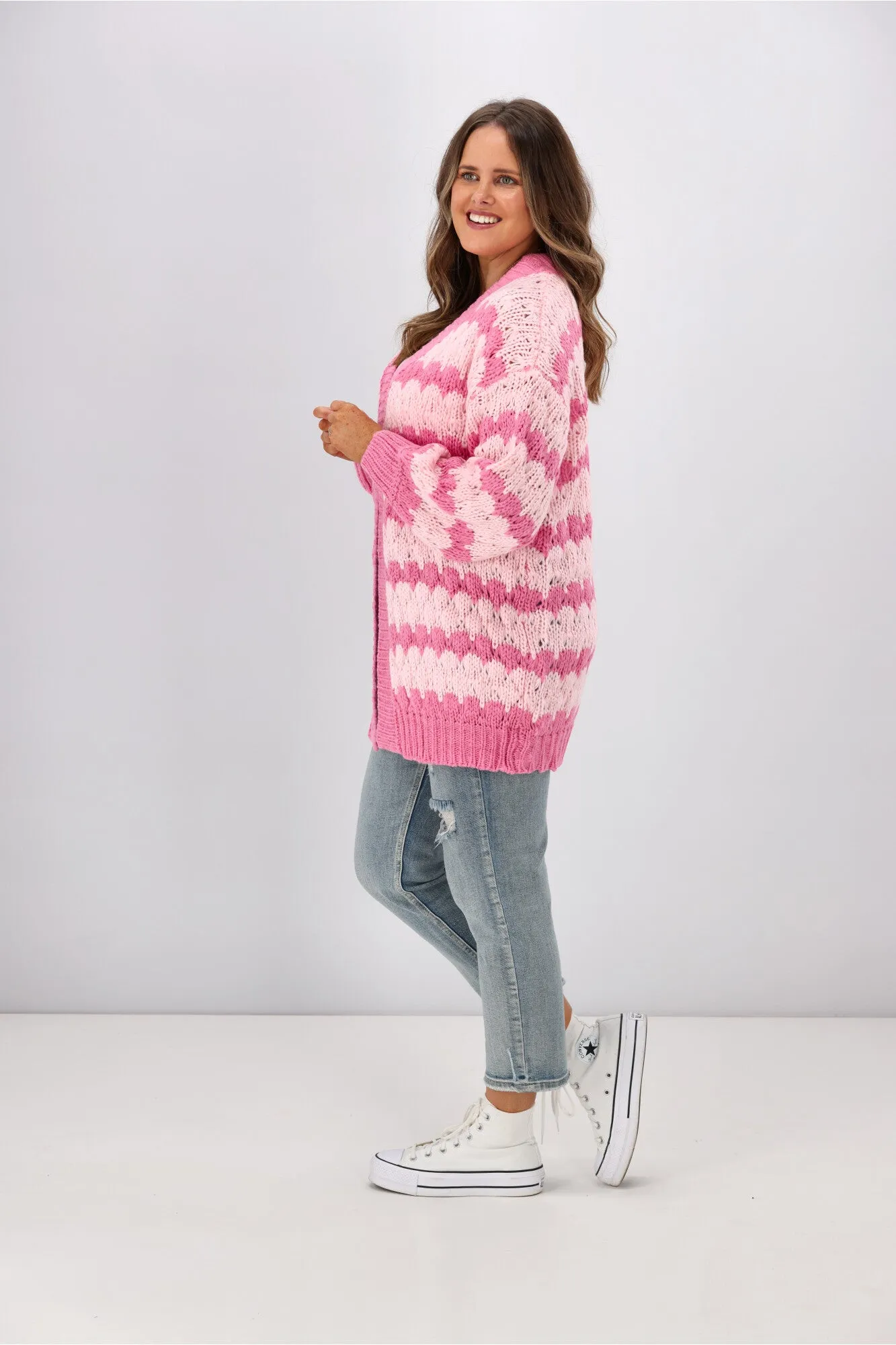 Boho Australia Chloe Cardigan Pink Stripe