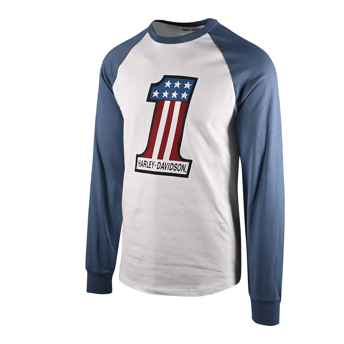 Branded  Men's T-Shirt Blue #1 Race Raglan Graphic Long Sleeve (S28)