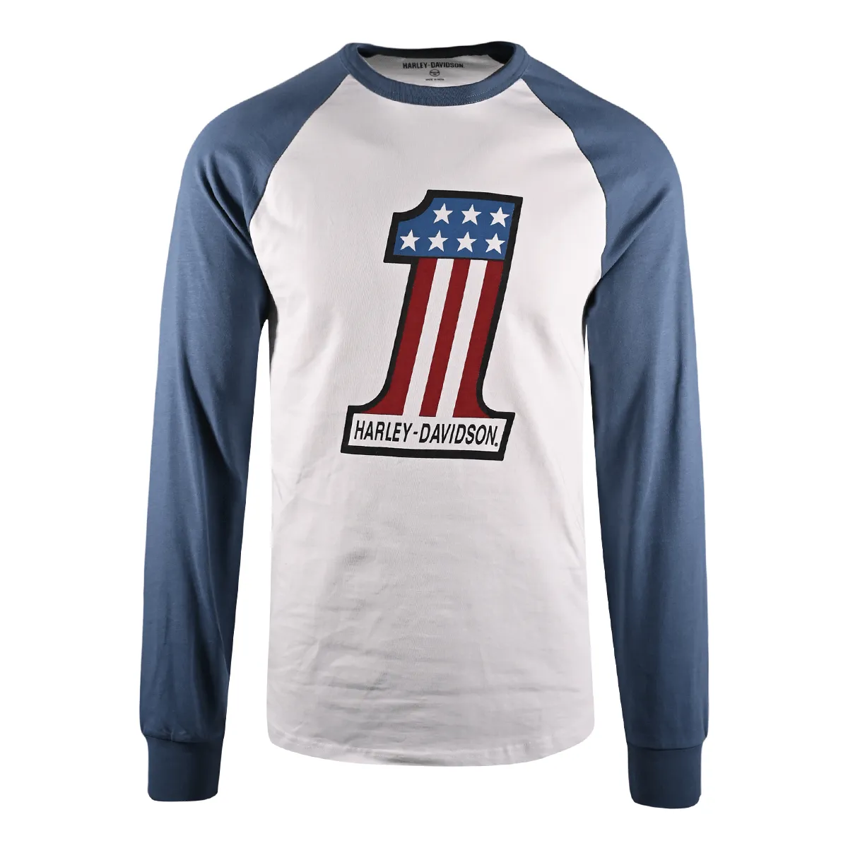 Branded  Men's T-Shirt Blue #1 Race Raglan Graphic Long Sleeve (S28)