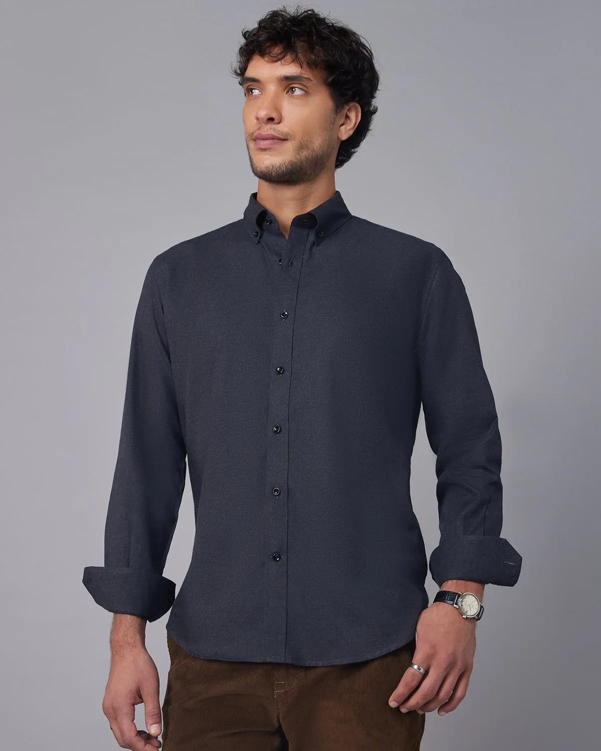 Brushed Twill Shirt - Black