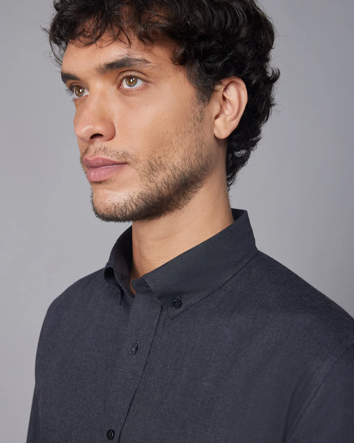 Brushed Twill Shirt - Black