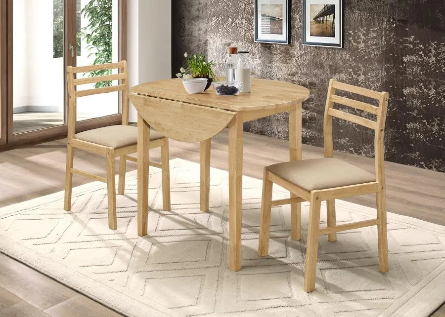 Bucknell 3-Piece Dining Set With Drop Leaf Natural And Tan