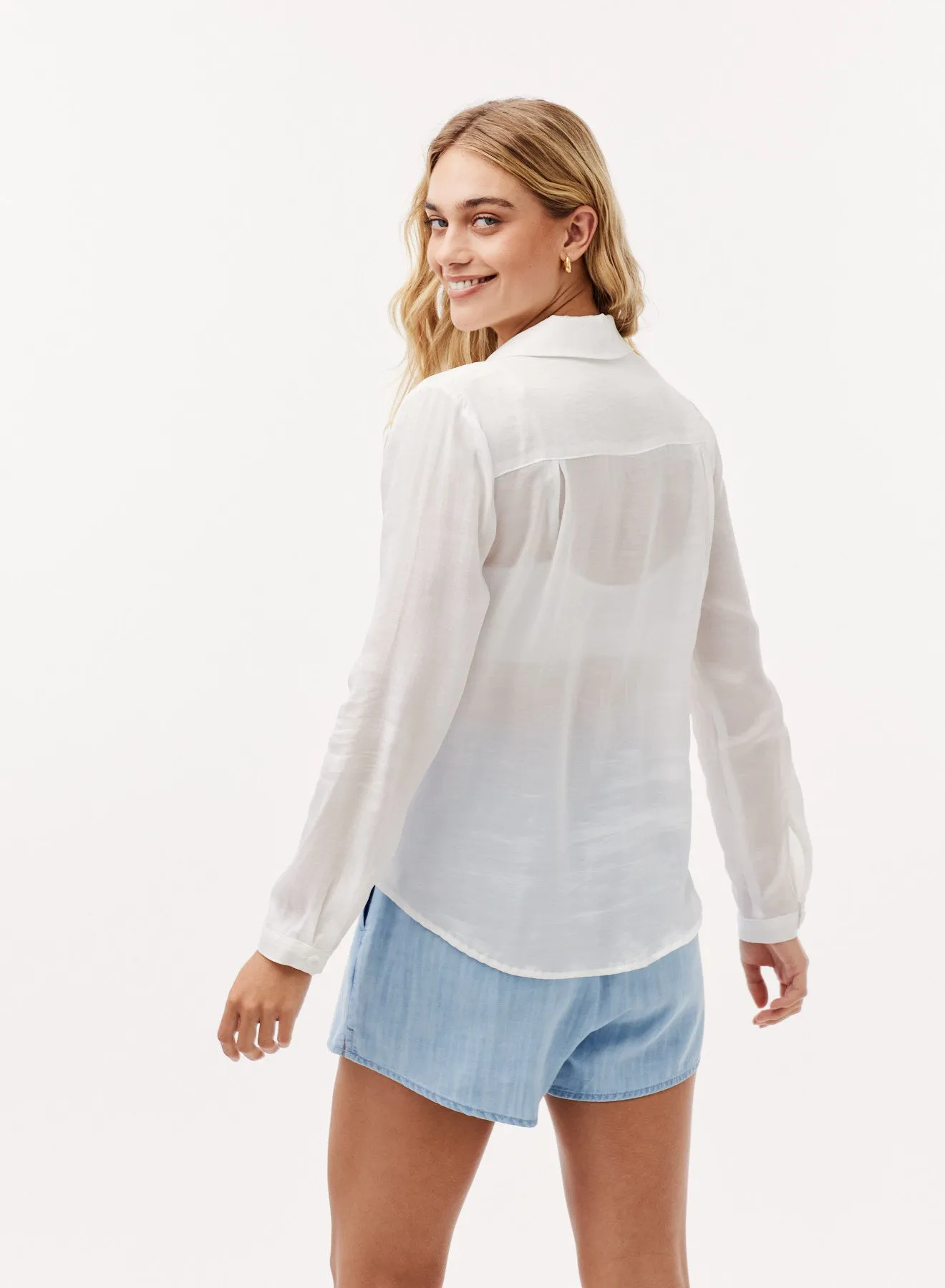 Cambria Pocket Button Down Top