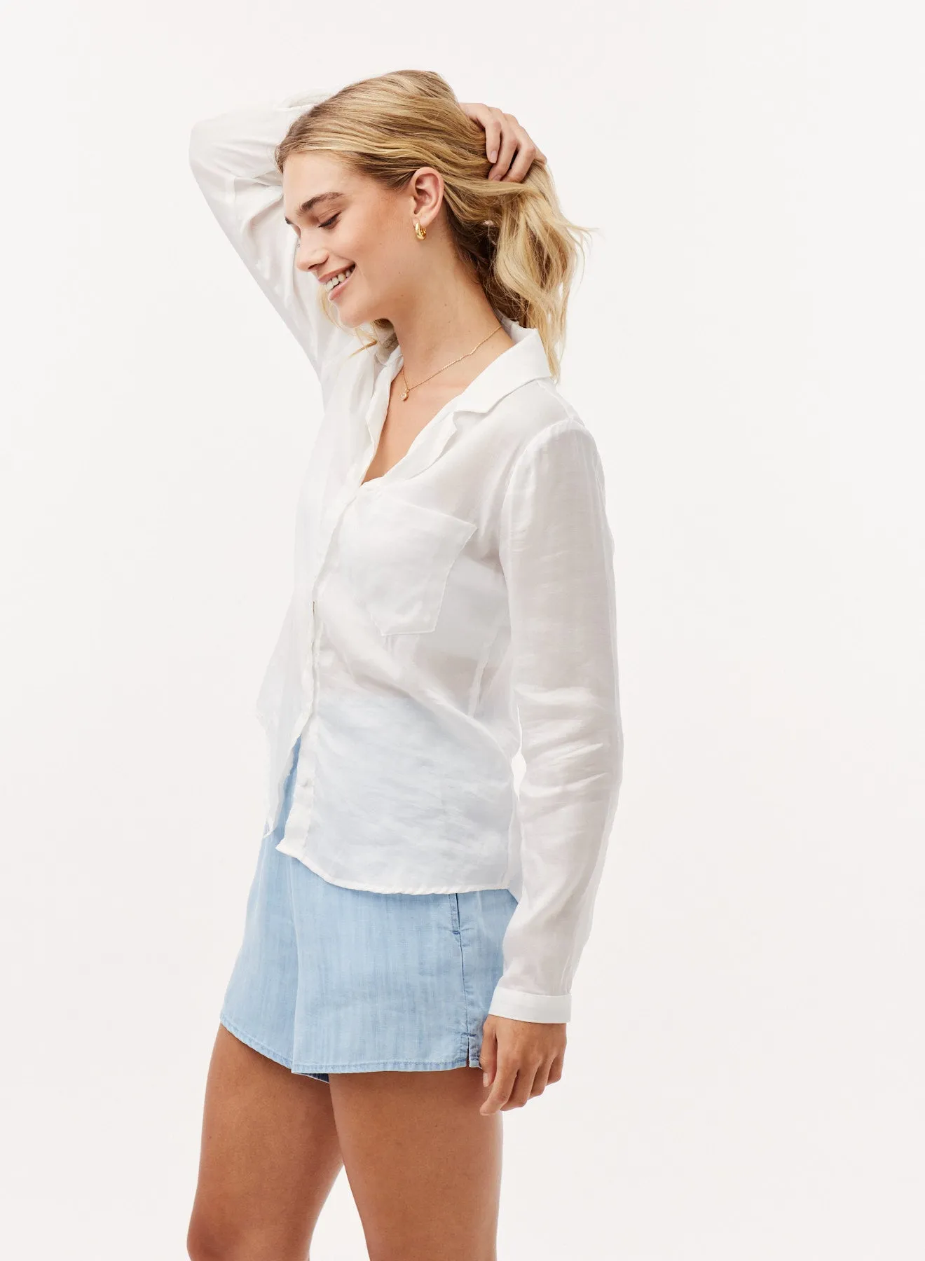 Cambria Pocket Button Down Top